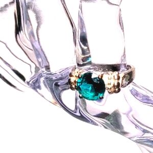 Deep Turquoise Blue Cubic Zirconia Ring Size 7.5